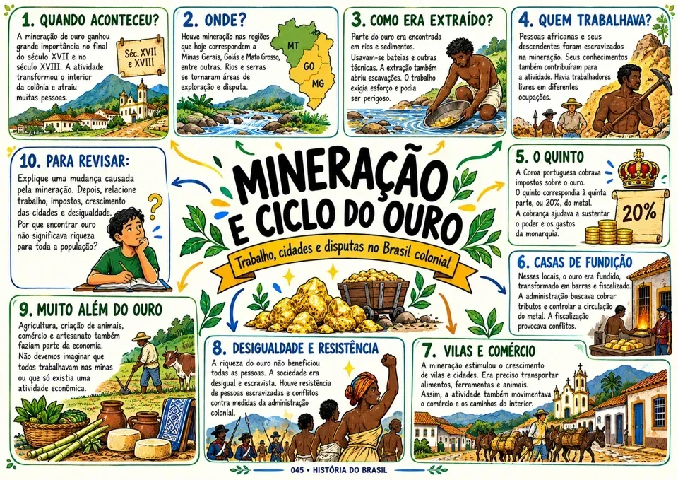Mapa mental: Mineração e ciclo do ouro