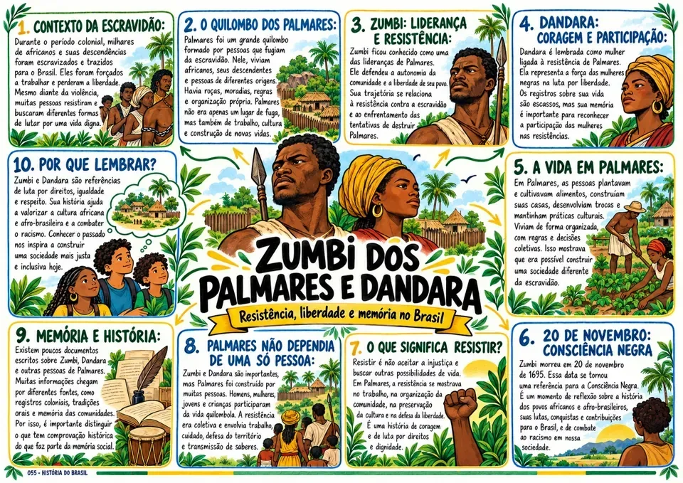 Mapa mental: Zumbi dos Palmares e Dandara
